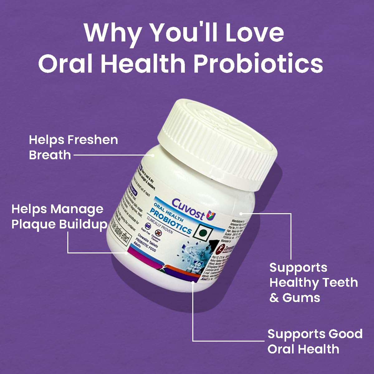 Cuvost Oral Health Probiotic Chewable Tablets