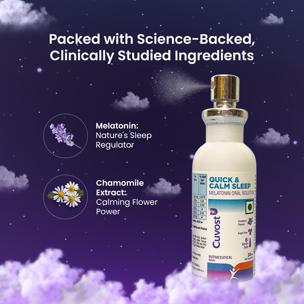Cuvost Quick and Calm Sleep Melatonin Spray